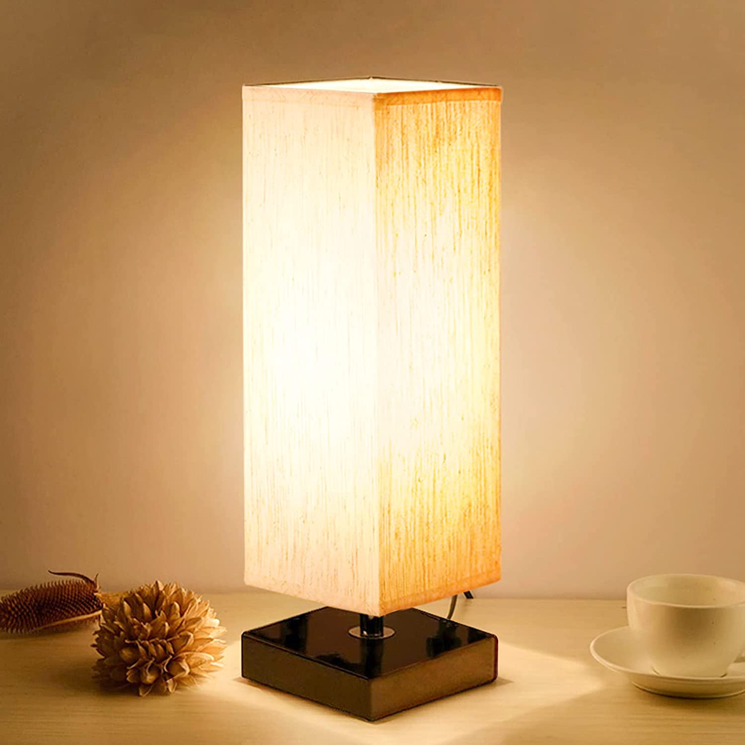 Aooshine minimalist solid wood bedside table lamp