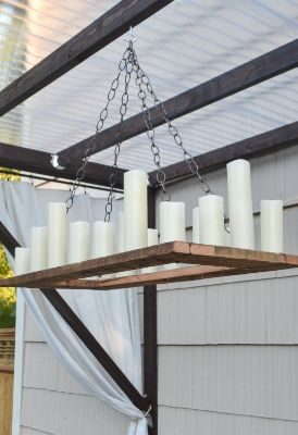 DIY Wood planks and chain Candle Chandelier