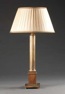 A lamp with an empire style lamp shade