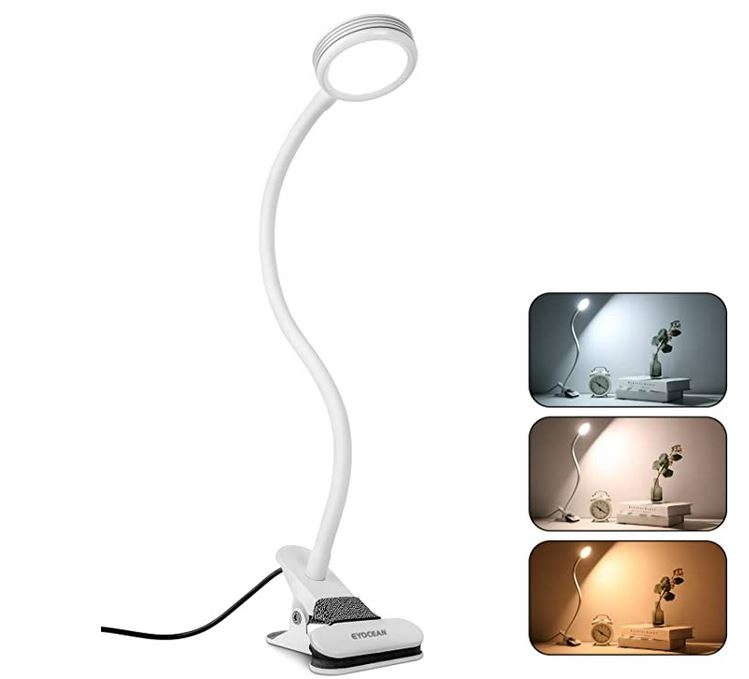 Eyocean LED Reading Light, Flexible Dimmable Desk Clamp Lamp for Bed Headboard, Bedroom, Office, 3 Modes & 9 Dimming Levels