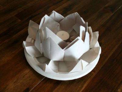 Paper lotus lantern on a table