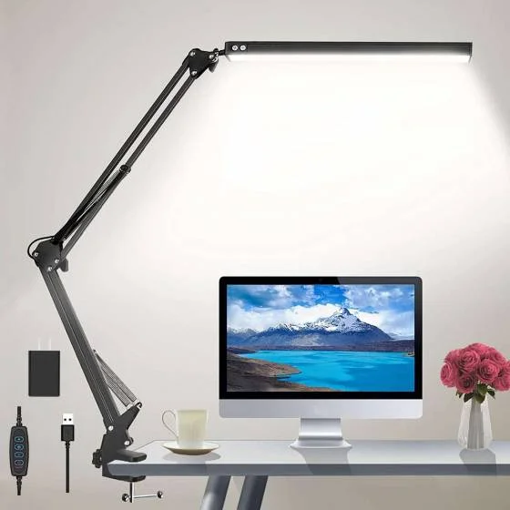 HaFundy LED Desk Lamp, Adjustable Eye-Caring Desk Light with Clamp