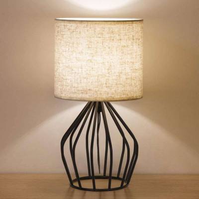 HAITRAL Black Metal Table Bedside Lamp