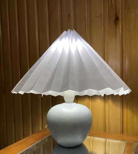 Our finished DIY paper desk lampshade.