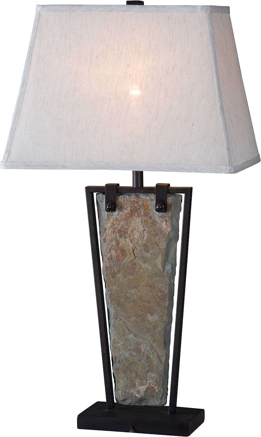 Kenroy Home 32227SL Free Fall Table Lamp with Natural Slate Finish, Rustic Style