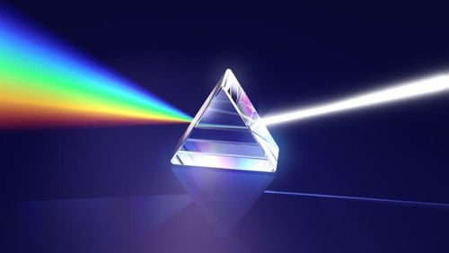 A dispersion - a ray of light through the prism separates visible light into its different colors.