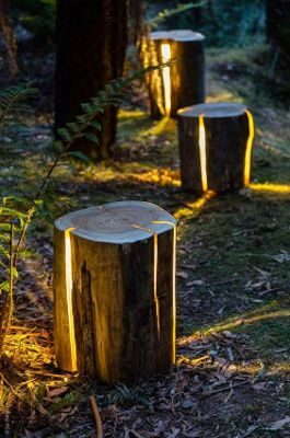 DIY garden Log Outdoor Lights
