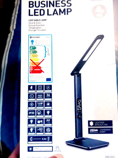 Modern LED business lamp in a retail box