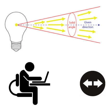 Iconogaphics with light bulb and man working on a laptop