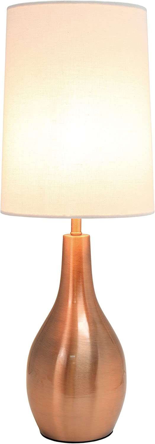 Simple Designs LT3303-RGD, Rose Gold 1 Light Tear Drop Bedside Table Lamp
